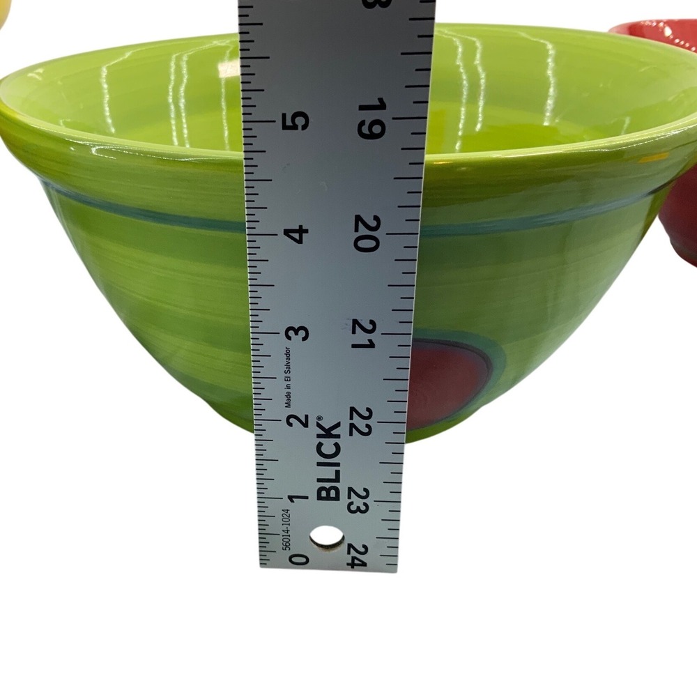 Gail Pittman Hand Painted Ceramic Bowls Set of 3 Red Yellow Green Made in USA 01 - Picture 10 of 11